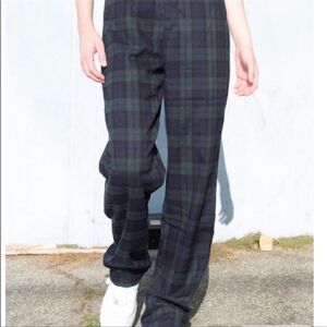 John Galt/Brandy Melville Tilden Green/Navy High Rise Pants Trousers.